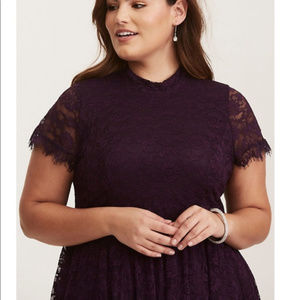 Torrid Purple High Neck Lace Skater Dress Size 22